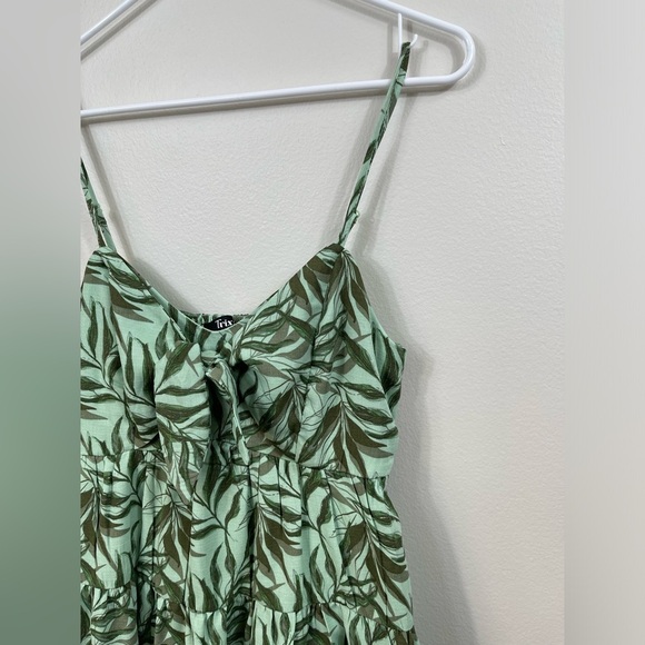 Leaf Print Green Kids Midi Mini Dress SunDress by Trixxi Size M - Picture 4 of 13